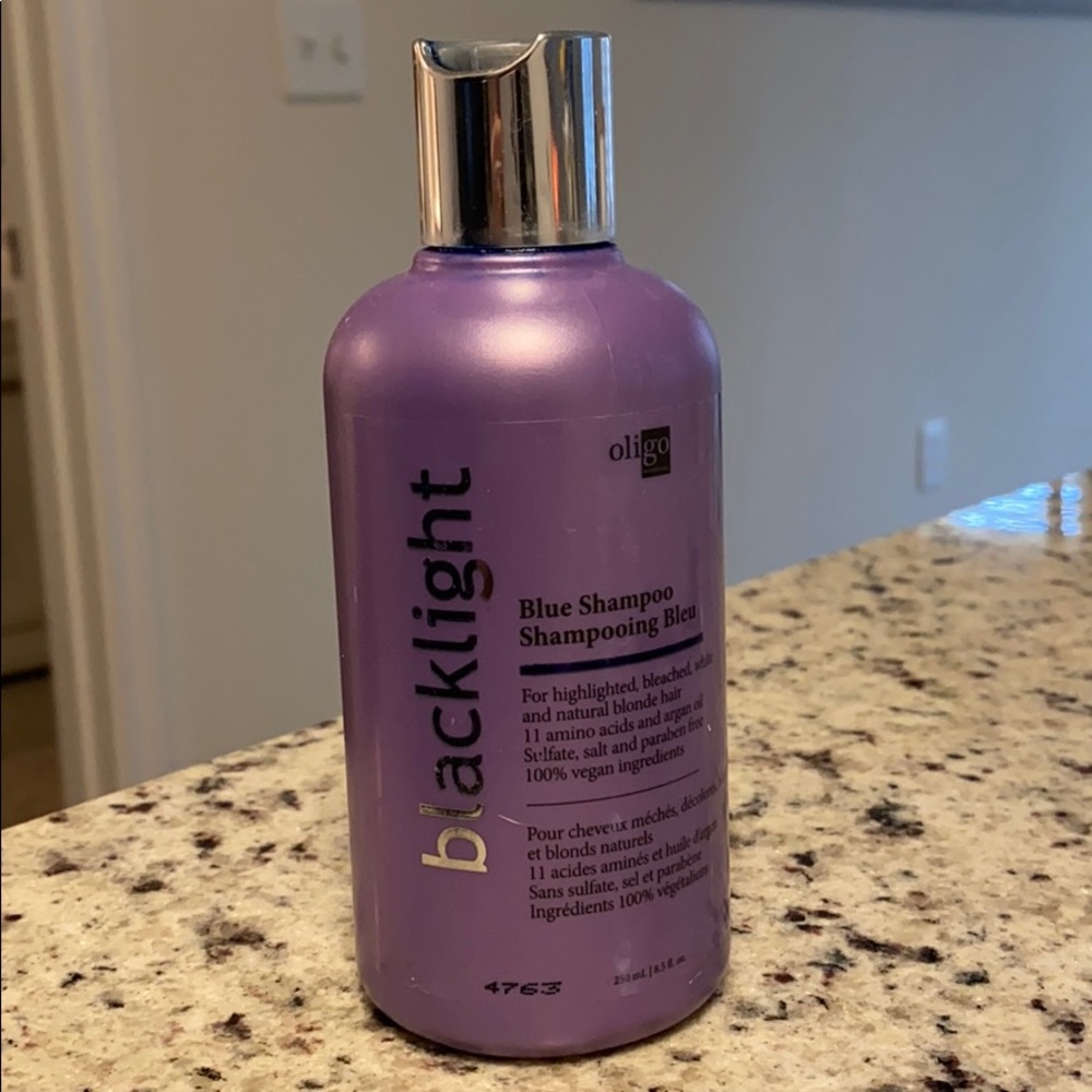 Black light blue shampoo
